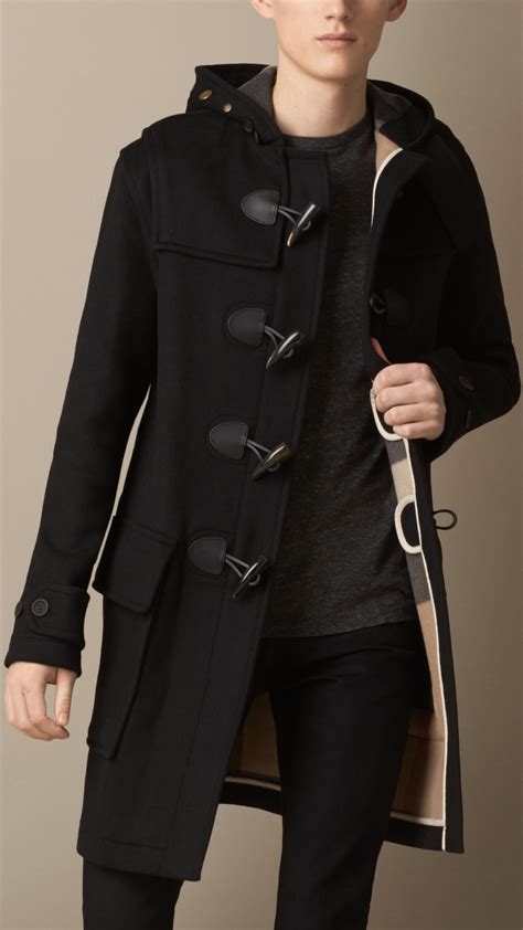 burberry black duffle mens|Burberry merton duffle coat.